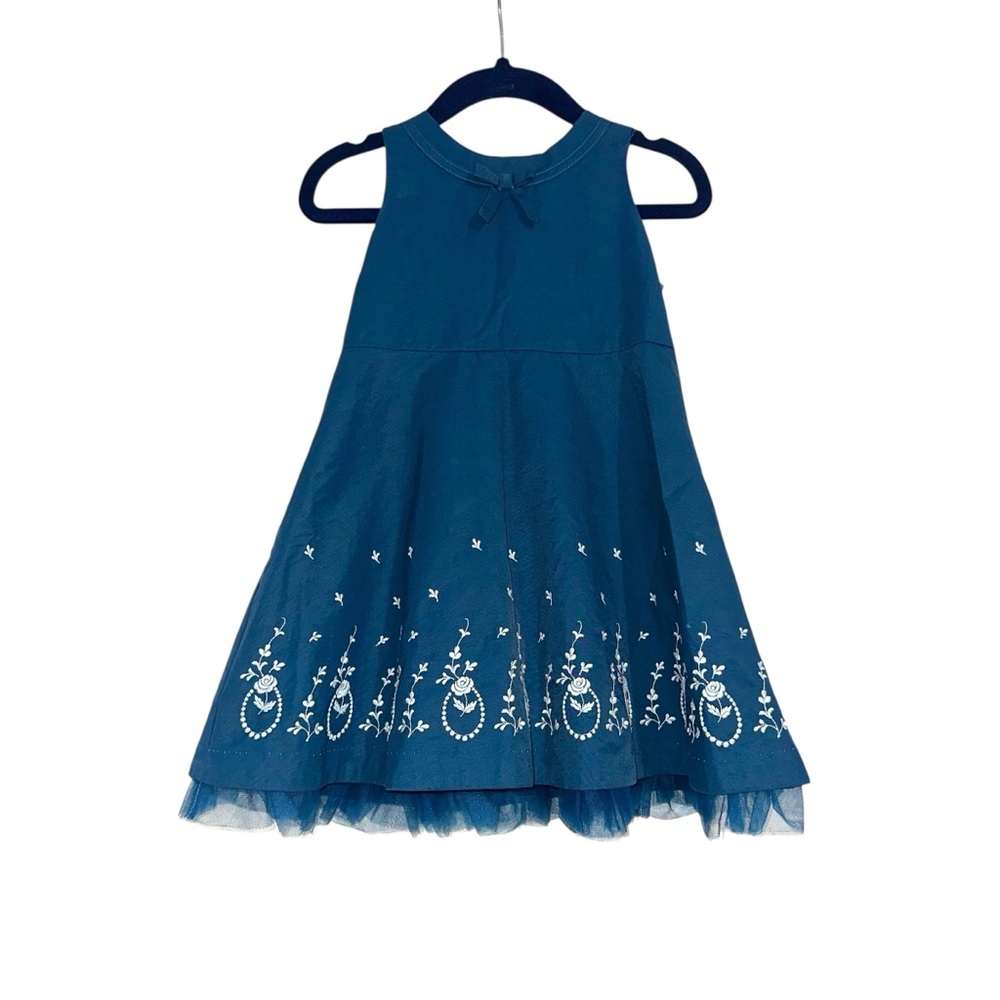 Janie & Jack Blue Embroidered Sleeveless Fit and Flare Dress 12-18M